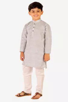 Boy's Cotton Self Design Kurta Pyjama For Kids Ethnic Wear For Wedding & Function (S-186)