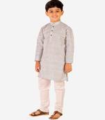 Boy's Cotton Self Design Kurta Pyjama For Kids Ethnic Wear For Wedding & Function (S-186)