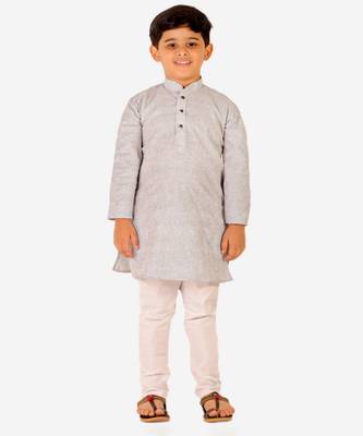 Boy's Cotton Self Design Kurta Pyjama For Kids Ethnic Wear For Wedding & Function (S-186) 2