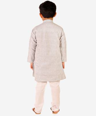 Boy's Cotton Self Design Kurta Pyjama For Kids Ethnic Wear For Wedding & Function (S-186) 3