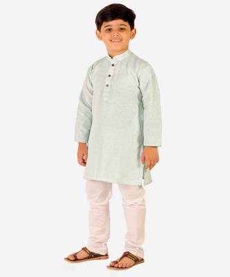 Boy's Cotton Self Design Kurta Pyjama For Kids Ethnic Wear For Wedding & Function (S-186) 1