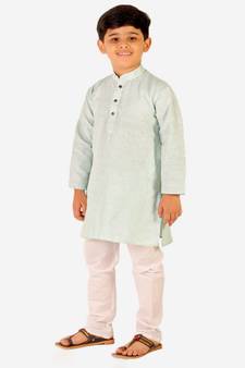 Boy's Cotton Self Design Kurta Pyjama For Kids Ethnic Wear For Wedding & Function (S-186)