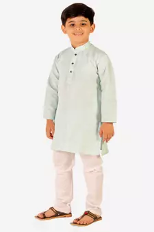 Boy's Cotton Self Design Kurta Pyjama For Kids Ethnic Wear For Wedding & Function (S-186)