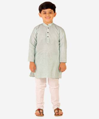 Boy's Cotton Self Design Kurta Pyjama For Kids Ethnic Wear For Wedding & Function (S-186) 2