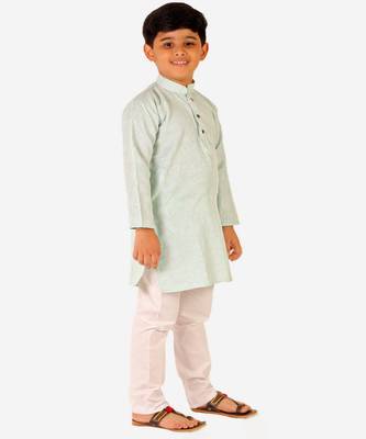 Boy's Cotton Self Design Kurta Pyjama For Kids Ethnic Wear For Wedding & Function (S-186) 3