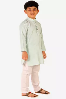 Boy's Cotton Self Design Kurta Pyjama For Kids Ethnic Wear For Wedding & Function (S-186)