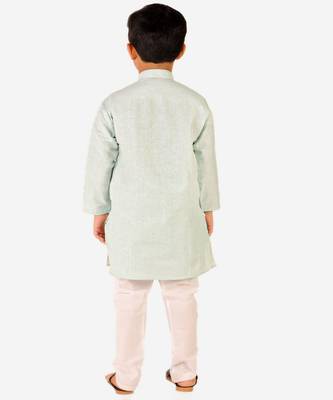 Boy's Cotton Self Design Kurta Pyjama For Kids Ethnic Wear For Wedding & Function (S-186) 4