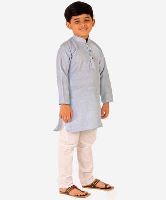 Boy's Cotton Self Design Kurta Pyjama For Kids Ethnic Wear For Wedding & Function (S-186) 1