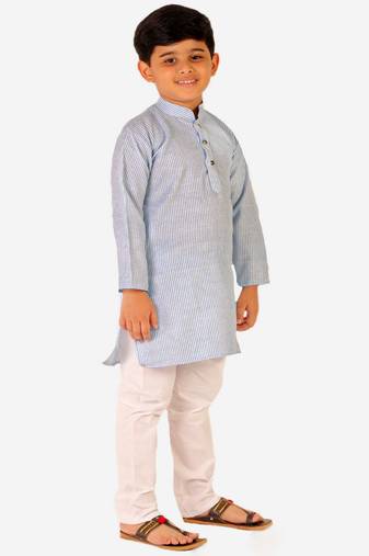 Boy's Cotton Self Design Kurta Pyjama For Kids Ethnic Wear For Wedding & Function (S-186)