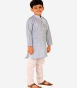 Boy's Cotton Self Design Kurta Pyjama For Kids Ethnic Wear For Wedding & Function (S-186)