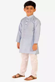 Boy's Cotton Self Design Kurta Pyjama For Kids Ethnic Wear For Wedding & Function (S-186)