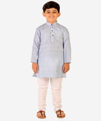 Boy's Cotton Self Design Kurta Pyjama For Kids Ethnic Wear For Wedding & Function (S-186) 3