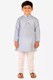 Boy's Cotton Self Design Kurta Pyjama For Kids Ethnic Wear For Wedding & Function (S-186)