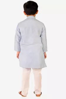 Boy's Cotton Self Design Kurta Pyjama For Kids Ethnic Wear For Wedding & Function (S-186)