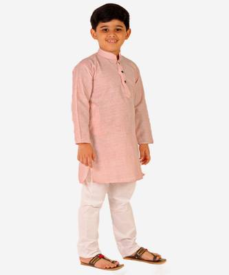 Boy's Cotton Self Design Kurta Pyjama For Kids Ethnic Wear For Wedding & Function (S-186) 1