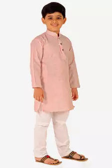 Boy's Cotton Self Design Kurta Pyjama For Kids Ethnic Wear For Wedding & Function (S-186)