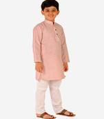 Boy's Cotton Self Design Kurta Pyjama For Kids Ethnic Wear For Wedding & Function (S-186)