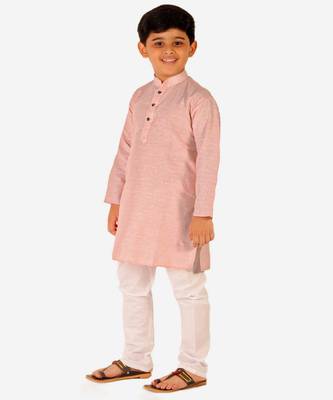 Boy's Cotton Self Design Kurta Pyjama For Kids Ethnic Wear For Wedding & Function (S-186) 2