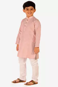 Boy's Cotton Self Design Kurta Pyjama For Kids Ethnic Wear For Wedding & Function (S-186)