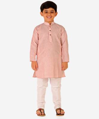 Boy's Cotton Self Design Kurta Pyjama For Kids Ethnic Wear For Wedding & Function (S-186) 3