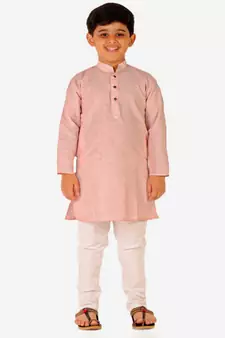 Boy's Cotton Self Design Kurta Pyjama For Kids Ethnic Wear For Wedding & Function (S-186)