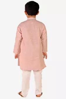 Boy's Cotton Self Design Kurta Pyjama For Kids Ethnic Wear For Wedding & Function (S-186)