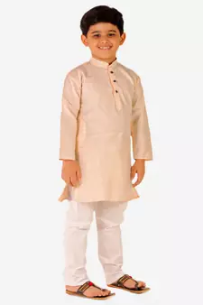 Boy's Cotton Self Design Kurta Pyjama For Kids Ethnic Wear For Wedding & Function (S-186)