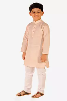 Boy's Cotton Self Design Kurta Pyjama For Kids Ethnic Wear For Wedding & Function (S-186)