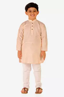 Boy's Cotton Self Design Kurta Pyjama For Kids Ethnic Wear For Wedding & Function (S-186)