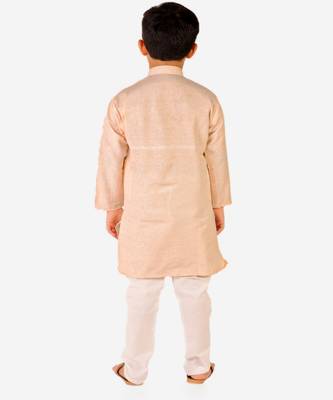 Boy's Cotton Self Design Kurta Pyjama For Kids Ethnic Wear For Wedding & Function (S-186) 4