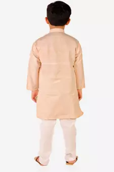 Boy's Cotton Self Design Kurta Pyjama For Kids Ethnic Wear For Wedding & Function (S-186)