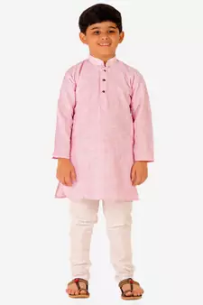 Boy's Cotton Self Design Kurta Pyjama For Kids Ethnic Wear For Wedding & Function (S-186)