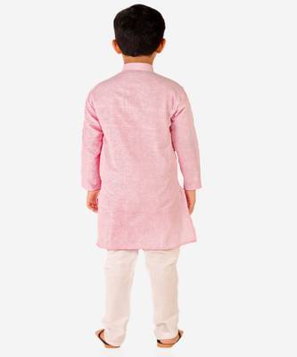 Boy's Cotton Self Design Kurta Pyjama For Kids Ethnic Wear For Wedding & Function (S-186) 2