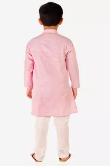 Boy's Cotton Self Design Kurta Pyjama For Kids Ethnic Wear For Wedding & Function (S-186)