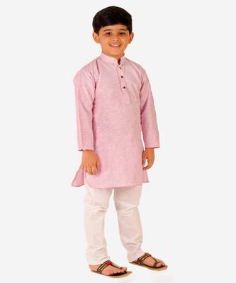 Boy's Cotton Self Design Kurta Pyjama For Kids Ethnic Wear For Wedding & Function (S-186) 3