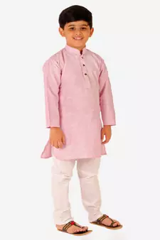 Boy's Cotton Self Design Kurta Pyjama For Kids Ethnic Wear For Wedding & Function (S-186)