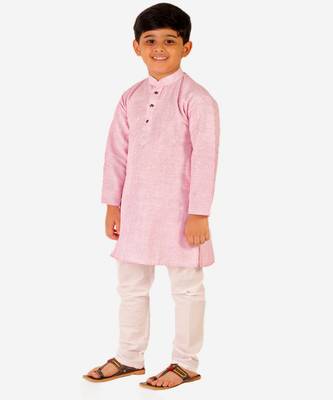 Boy's Cotton Self Design Kurta Pyjama For Kids Ethnic Wear For Wedding & Function (S-186) 4