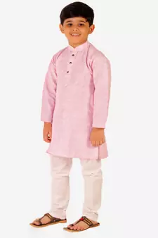 Boy's Cotton Self Design Kurta Pyjama For Kids Ethnic Wear For Wedding & Function (S-186)