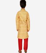 Boy's Kurta Pajama For Kids | Floral Print | Silk | Churindar Pyajama | Traditional Ethnic Wear (S-187)