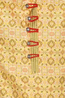 Boy's Kurta Pajama For Kids | Floral Print | Silk | Churindar Pyajama | Traditional Ethnic Wear (S-187)