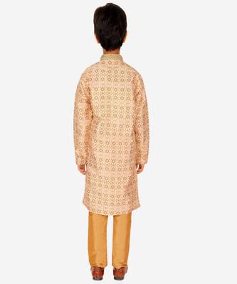 Boy's Kurta Pajama For Kids | Floral Print | Silk | Churindar Pyajama | Traditional Ethnic Wear (S-187) 1