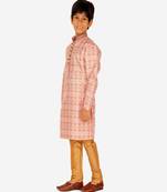 Boy's Kurta Pajama For Kids | Floral Print | Silk | Churindar Pyajama | Traditional Ethnic Wear (S-187)