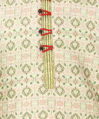 Boy's Kurta Pajama For Kids | Floral Print | Silk | Churindar Pyajama | Traditional Ethnic Wear (S-187) 5