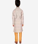 Boy's Kurta Pajama For Kids | Floral Print | Silk | Churindar Pyajama | Traditional Ethnic Wear (S-187)