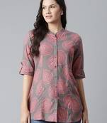 Grey printed viscose rayon tunics