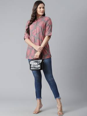 Grey printed viscose rayon tunics 5