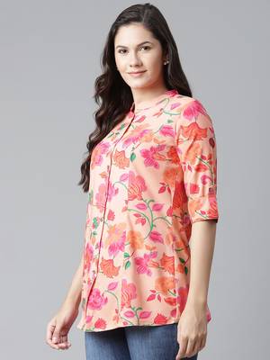 Peach printed viscose rayon tunics 3