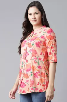 Peach printed viscose rayon tunics