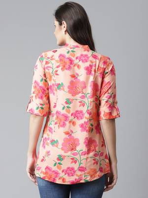 Peach printed viscose rayon tunics 4