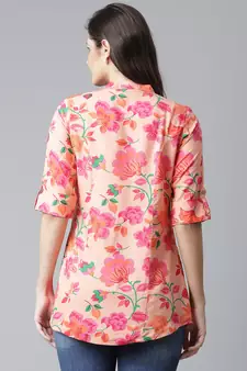 Peach printed viscose rayon tunics